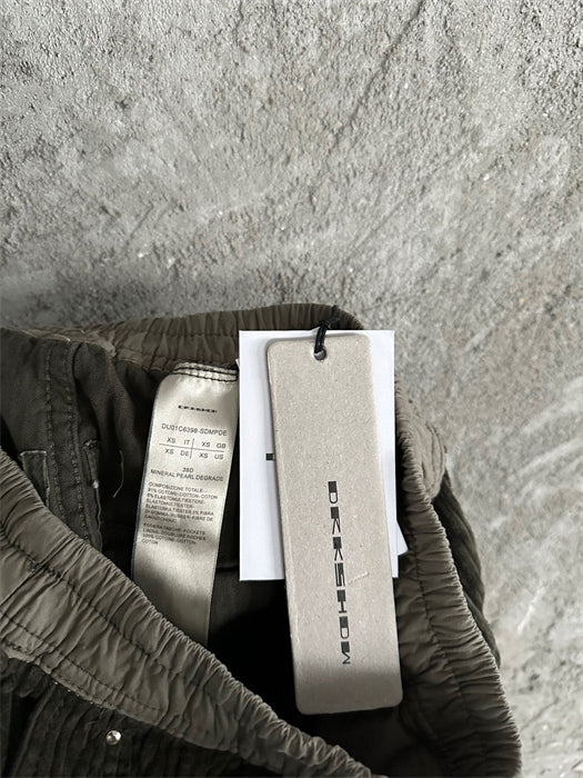 Rick Owens DRKSHDW Cargo Calça Green Cotelê (Alta Qualidade)