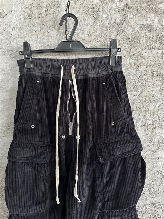 Rick Owens DRKSHDW Cargo Calça Cotelê (Alta Qualidade)