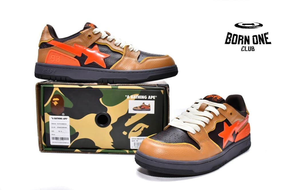 A Bathing Ape Bape SK8 Sta Black Brown Red