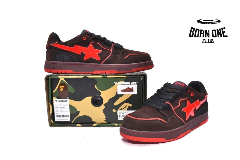 A Bathing Ape Bape SK8 Sta Brown Red