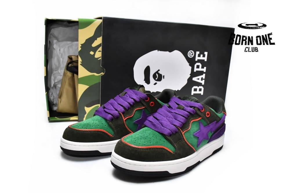 A Bathing Ape Bape SK8 Sta Green Purple