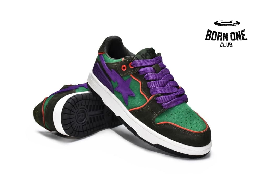 A Bathing Ape Bape SK8 Sta Green Purple
