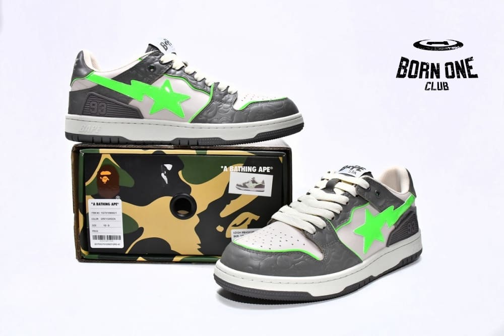 A Bathing Ape Bape SK8 Sta Grey Green