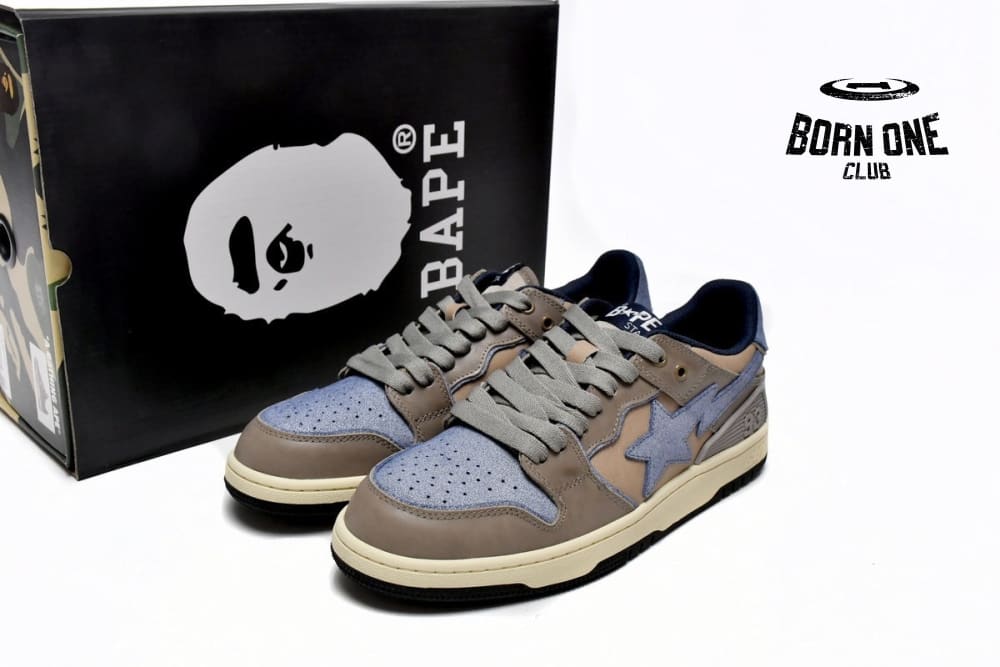 A Bathing Ape Bape Sk8 Sta Low Make old Khaki Blue 1120-291-019