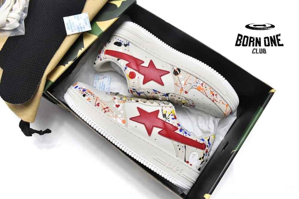 A Bathing Ape Bape SK8 Sta Paint Beige