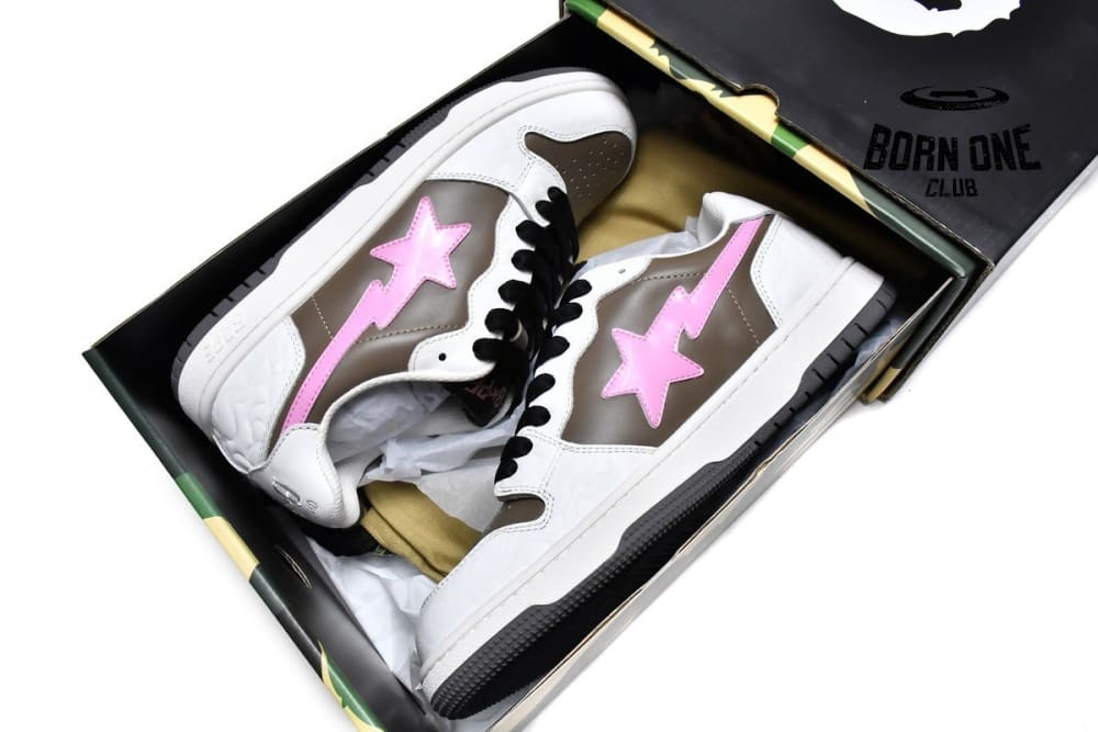 A Bathing Ape Bape SK8 Sta White Brown