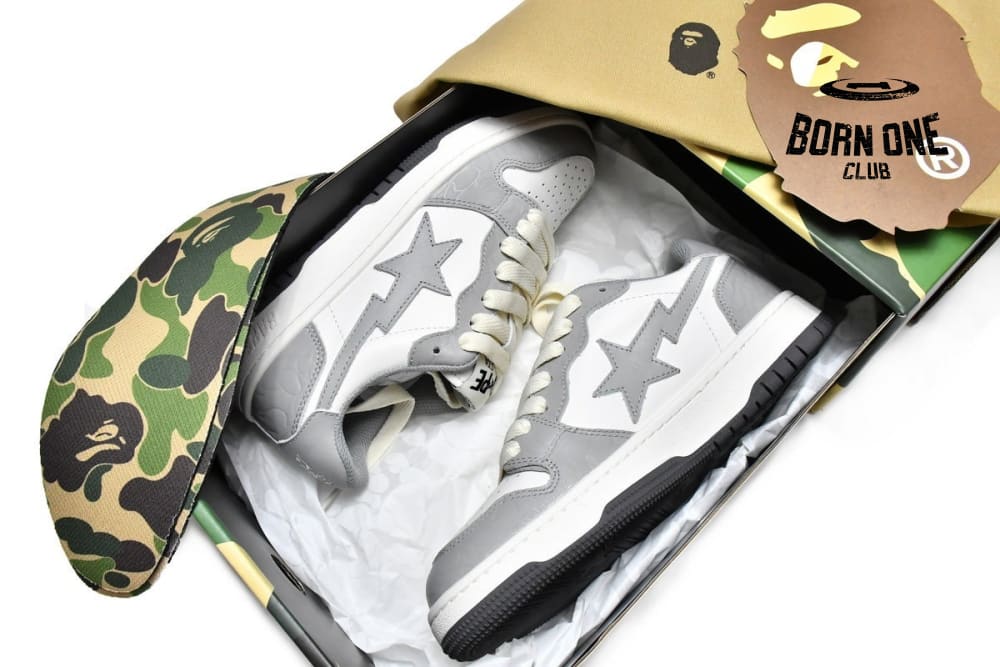 A Bathing Ape Bape SK8 Sta White Grey