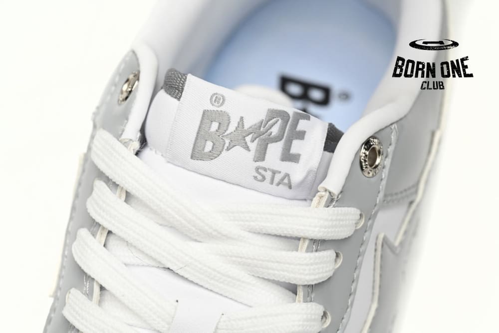 A Bathing Ape Bape Sta Patent Leather White Grey