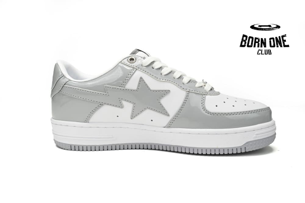 A Bathing Ape Bape Sta Patent Leather White Grey