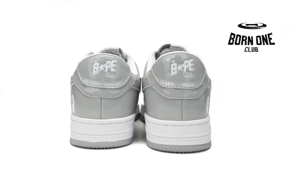 A Bathing Ape Bape Sta Patent Leather White Grey