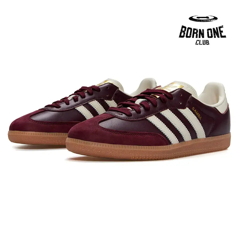 Adidas Samba OG Maroon Gold Metallic Adidas Samba Vegan