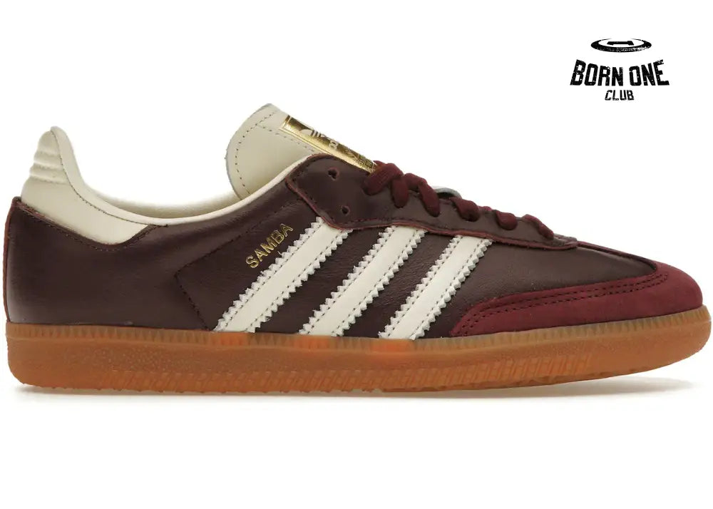 Adidas Samba OG Maroon Gold Metallic Adidas Samba Vegan