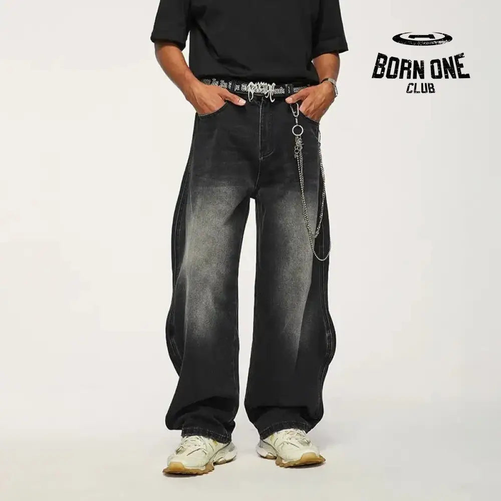 Baggy Wide Leg Jeans Washed Blue