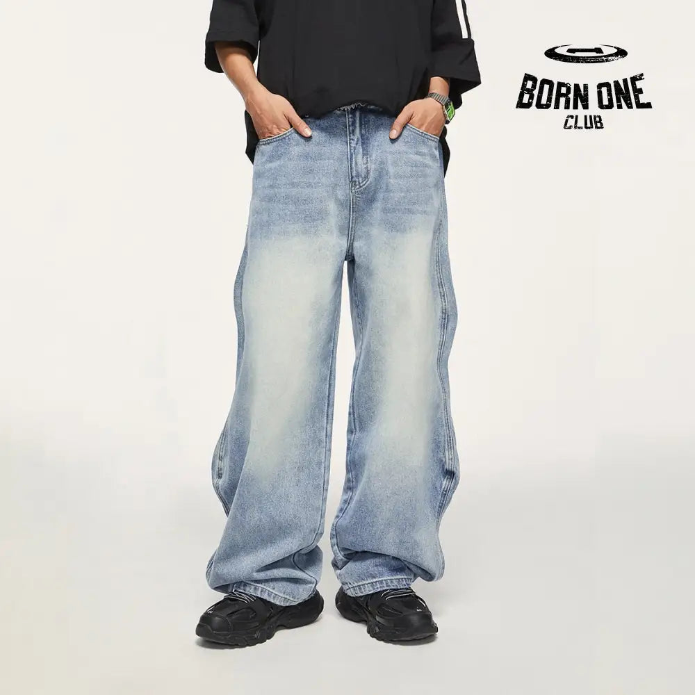 Baggy Wide Leg Jeans Washed Blue