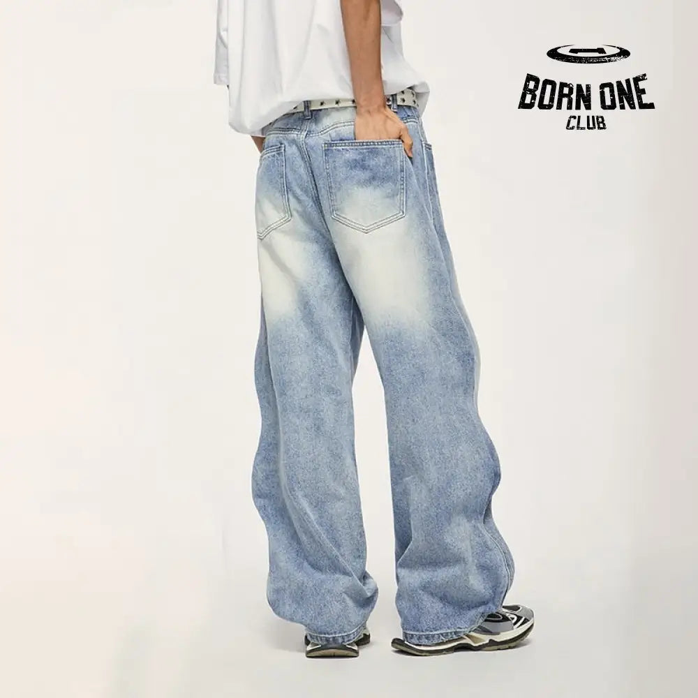 Baggy Wide Leg Jeans Washed Blue