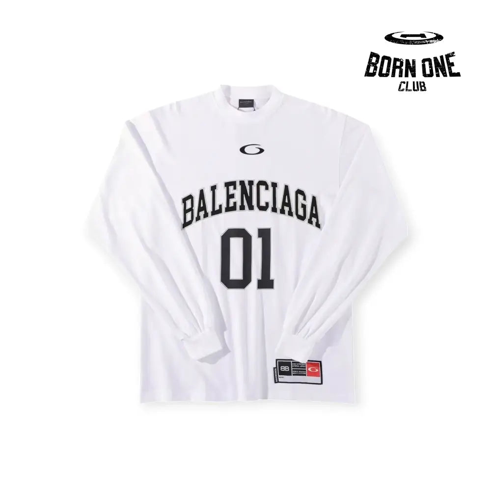 Balenciaga Basketball Long Sleeve Large Fit T-Shirt in Off White Camiseta