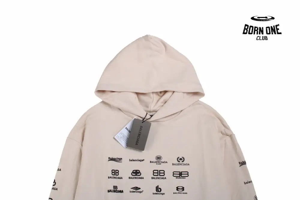 Balenciaga Beige Multilogo Hoodie Moletom Sweatshirts