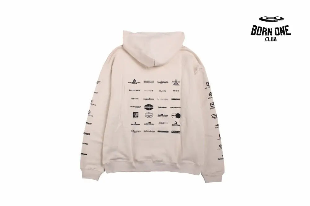 Balenciaga Beige Multilogo Hoodie Moletom Sweatshirts