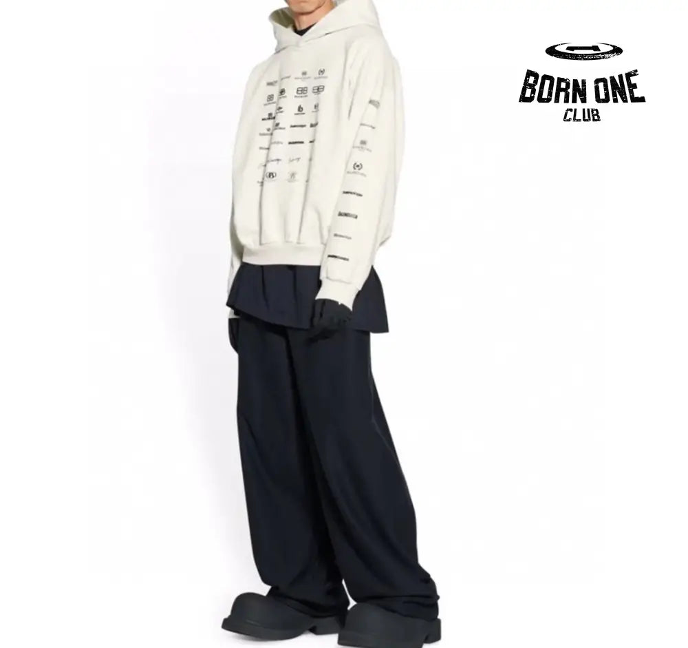 Balenciaga Beige Multilogo Hoodie Moletom Sweatshirts
