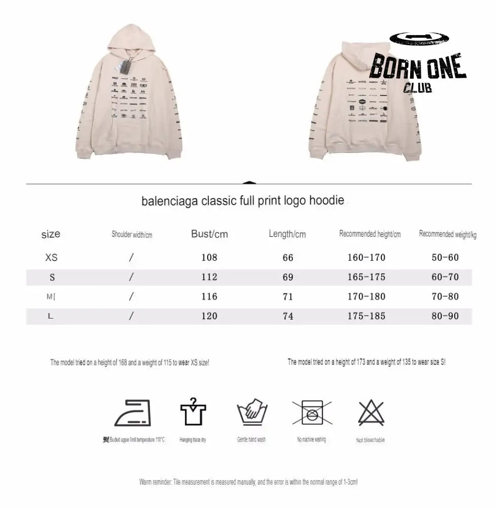 Balenciaga Beige Multilogo Hoodie Moletom Sweatshirts