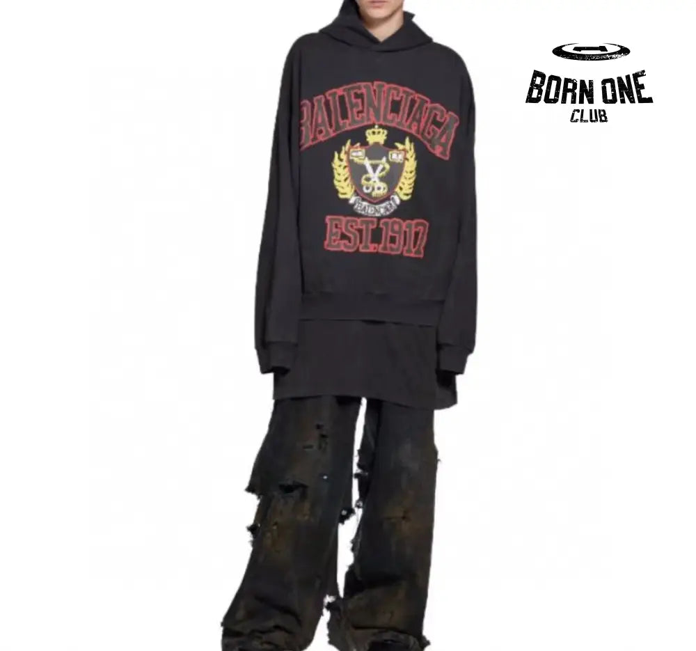 Balenciaga Black Crest Hoodie Moletom Sweatshirts