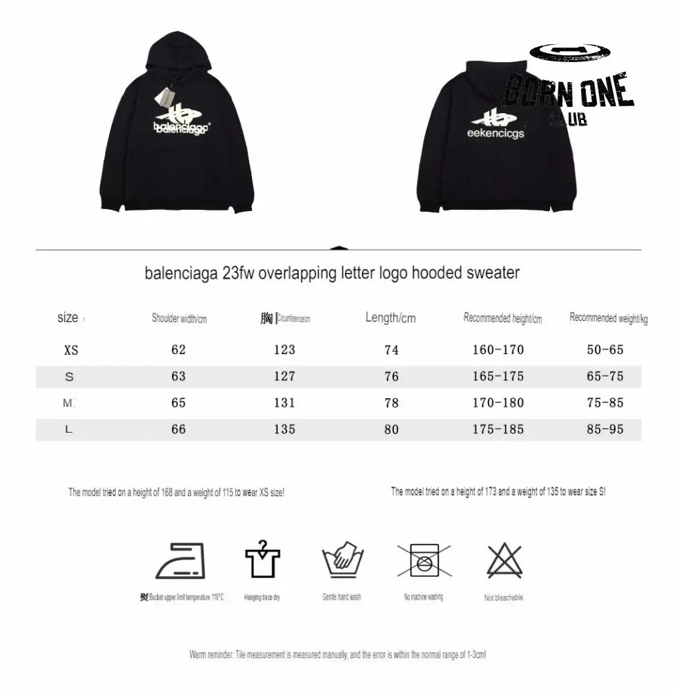Balenciaga Black Graphic Hoodie Moletom Sweatshirts