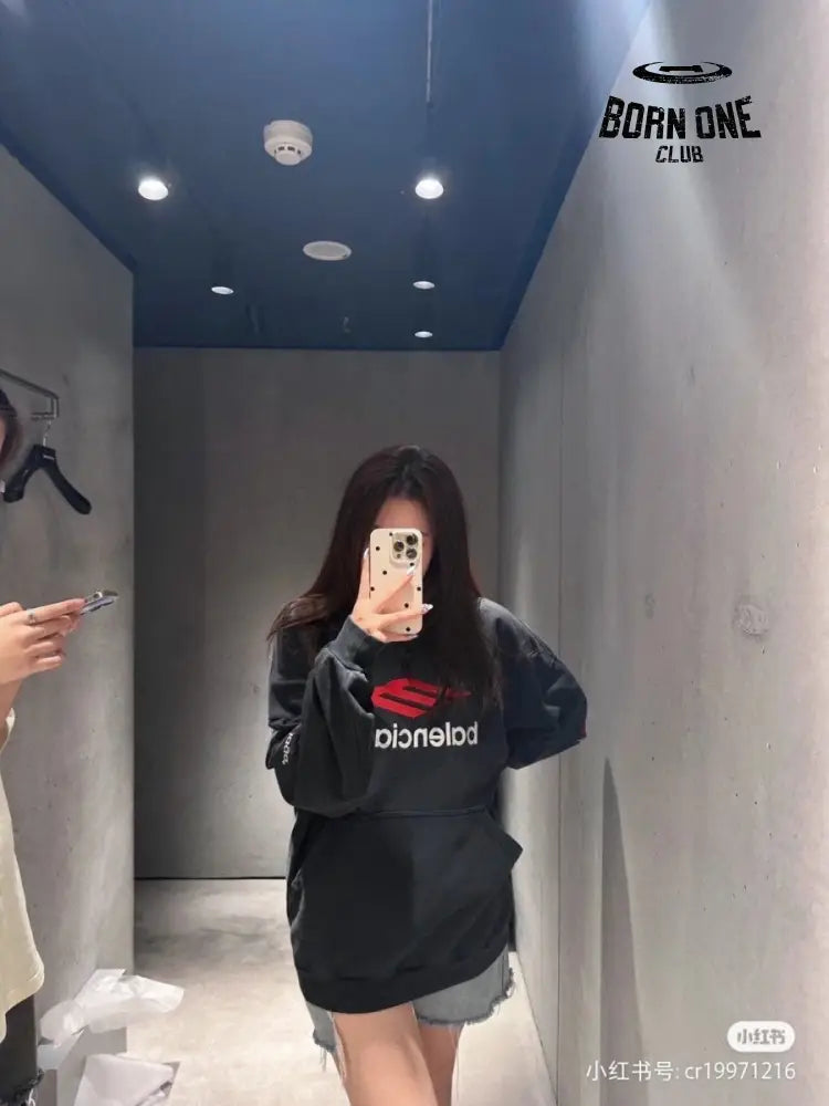 Balenciaga Black Hoodie Moletom Sweatshirts