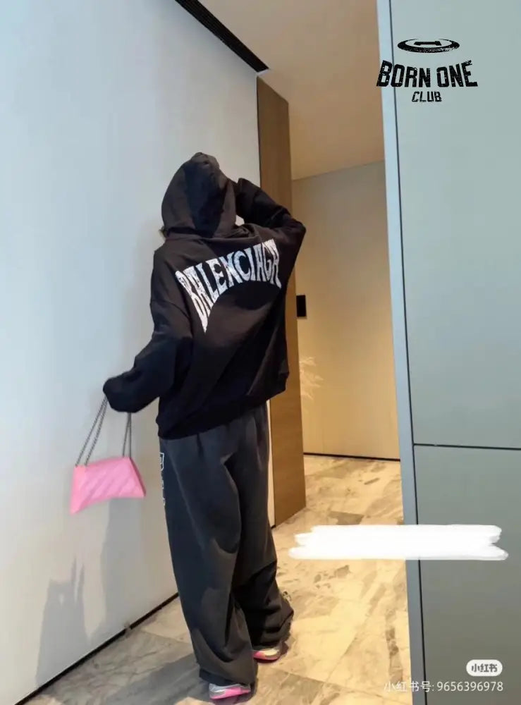 Balenciaga Black Hoodie Moletom Sweatshirts