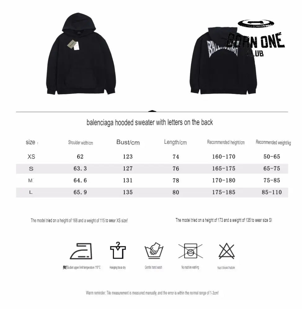 Balenciaga Black Hoodie Moletom Sweatshirts