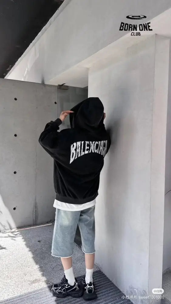 Balenciaga Black Hoodie Moletom Sweatshirts