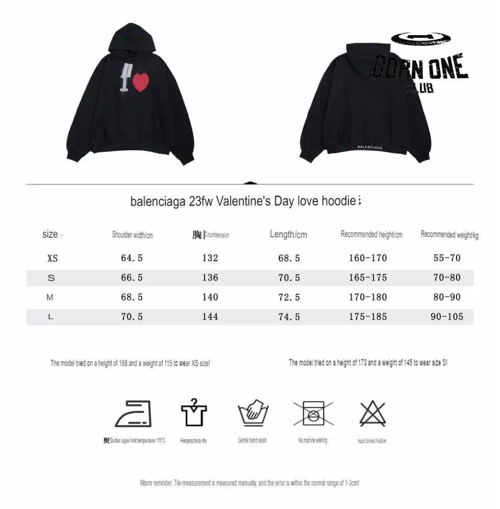 Balenciaga Black Hoodie with ’I Love’ Graphic Moletom Sweatshirts