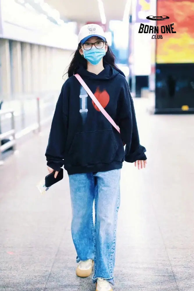 Balenciaga Black Hoodie with ’I Love’ Graphic Moletom Sweatshirts