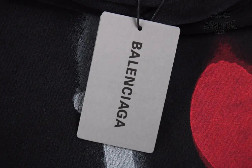 Balenciaga Black Hoodie with ’I Love’ Graphic Moletom Sweatshirts