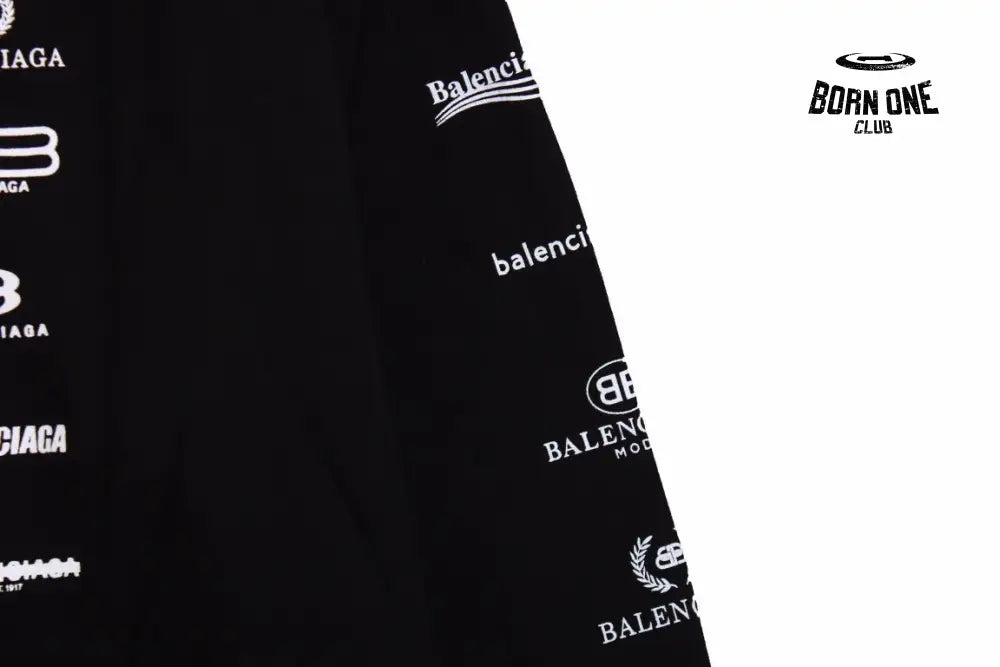 Balenciaga Black Multilogo Hoodie Moletom Sweatshirts