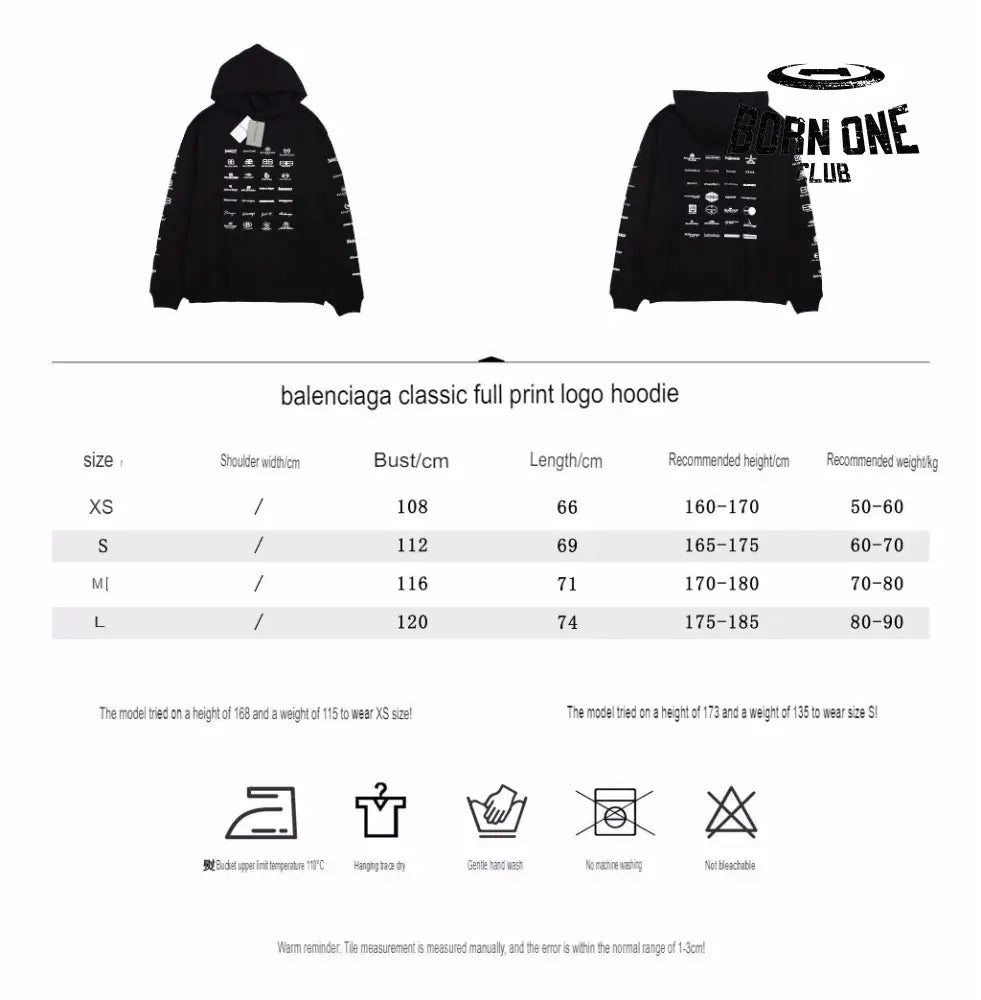 Balenciaga Black Multilogo Hoodie Moletom Sweatshirts