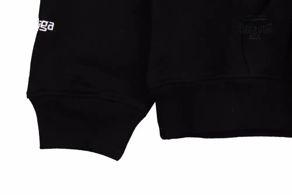 Balenciaga Black Multilogo Hoodie Moletom Sweatshirts