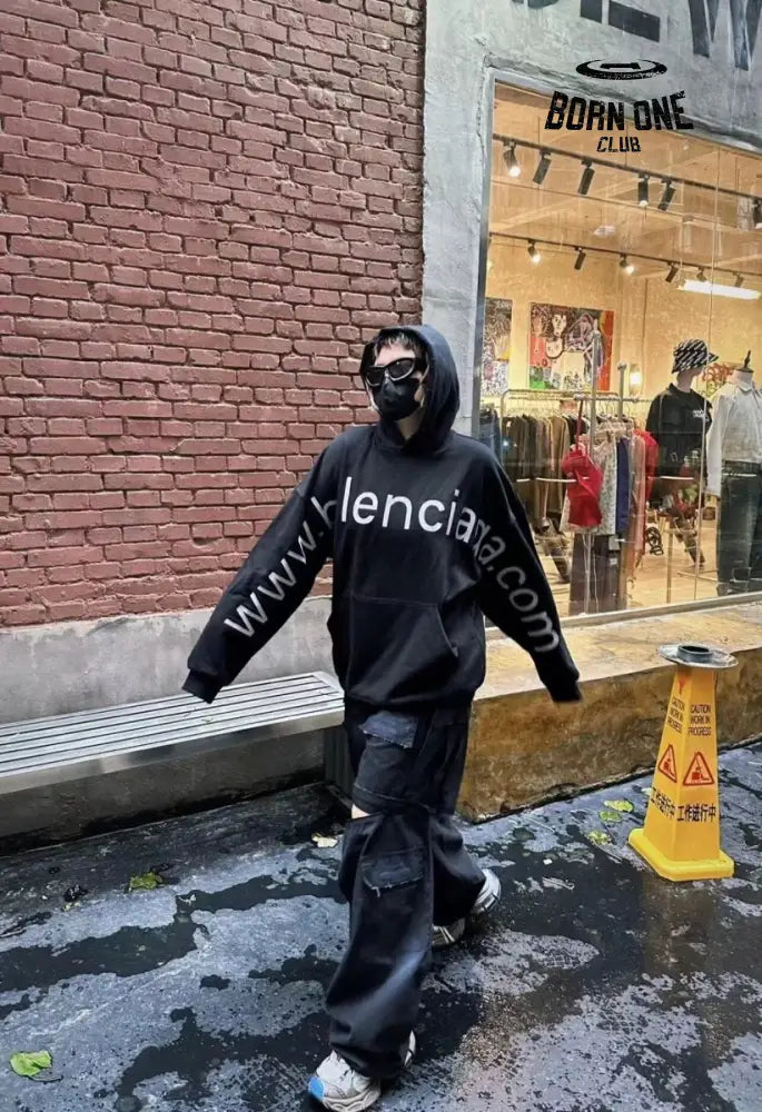Balenciaga Black Oversized Hoodie Moletom Sweatshirts
