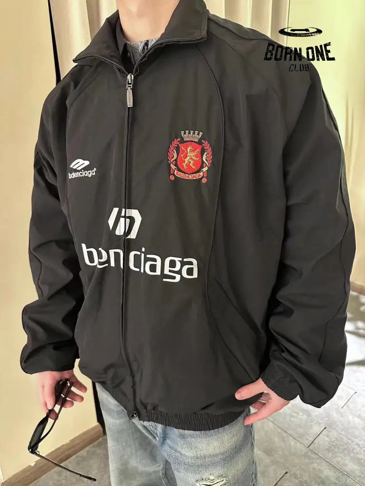 Balenciaga Black Zip-Up Track Jaqueta Sweatshirts