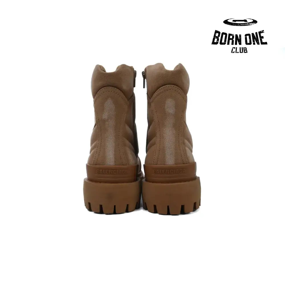 Balenciaga Boots Brown Canvas Distressed Strike Boots Bota