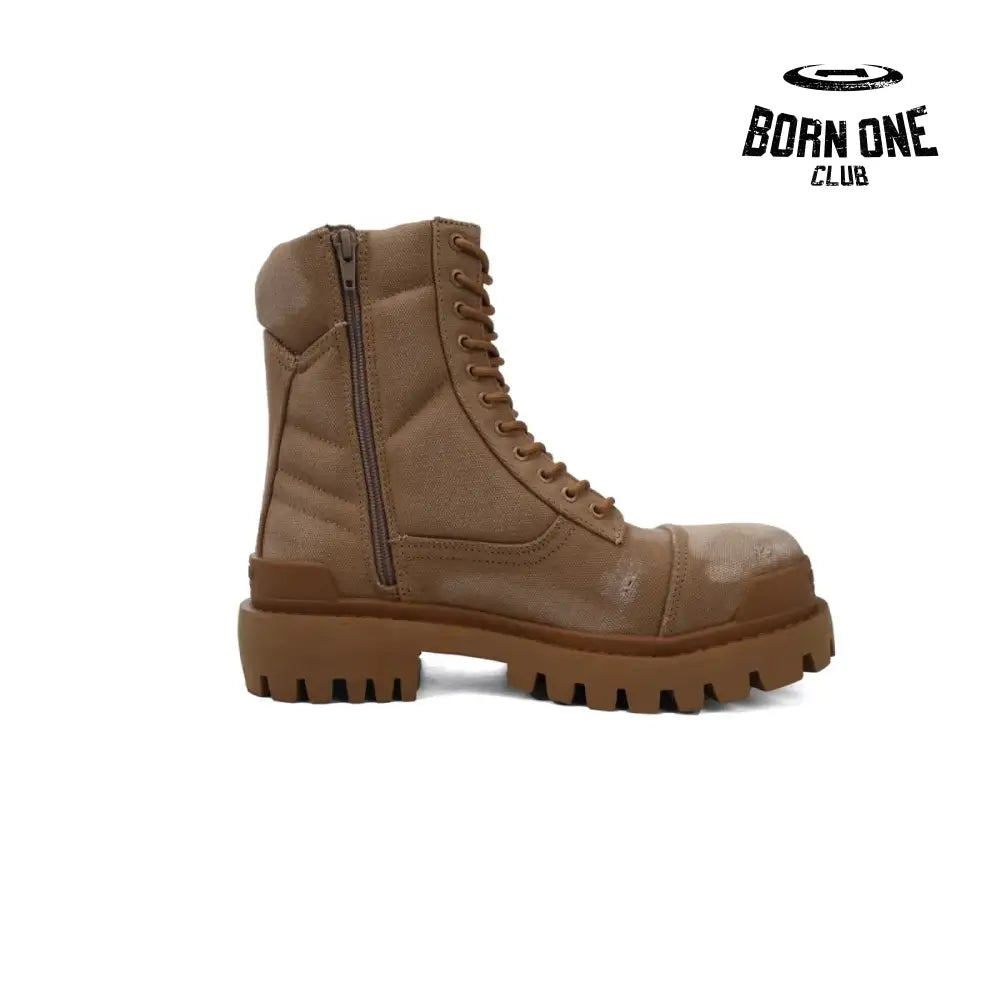 Balenciaga Boots Brown Canvas Distressed Strike Boots Bota