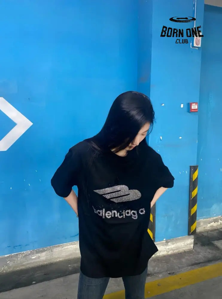 Balenciaga Crystal Logo T-Shirt in Black Camiseta T-shirt