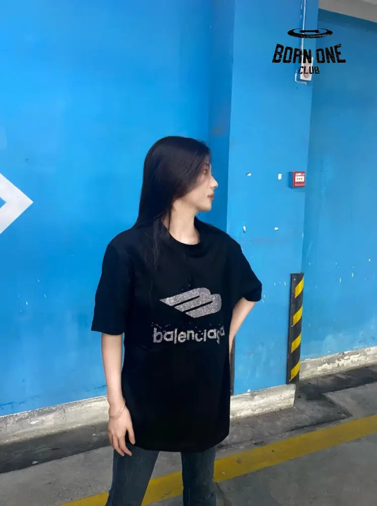 Balenciaga Crystal Logo T-Shirt in Black Camiseta T-shirt
