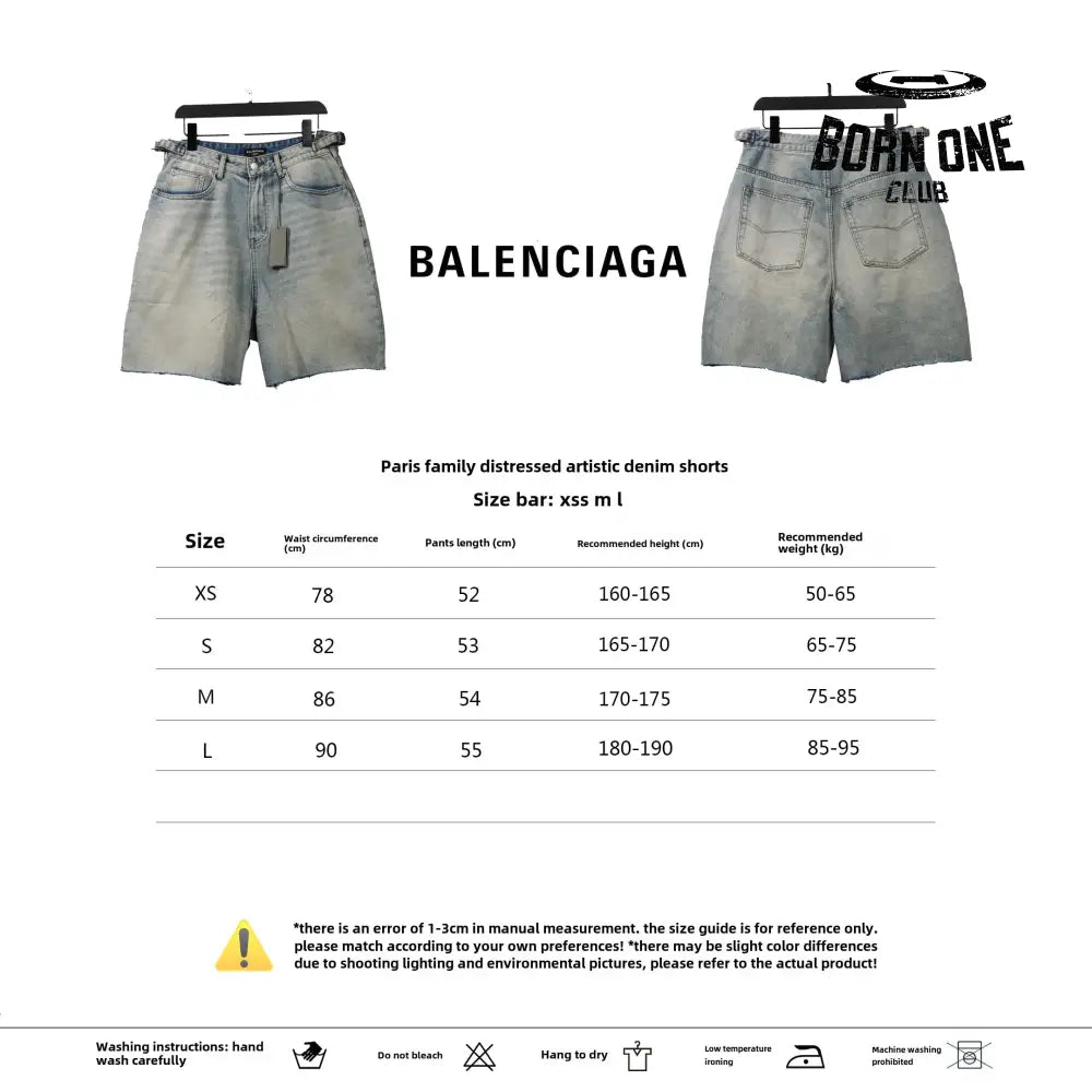 Balenciaga distressed art denim shorts Bermuda Jeans