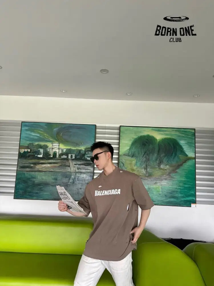 Balenciaga Distressed Logo T-Shirt Camiseta T-shirt