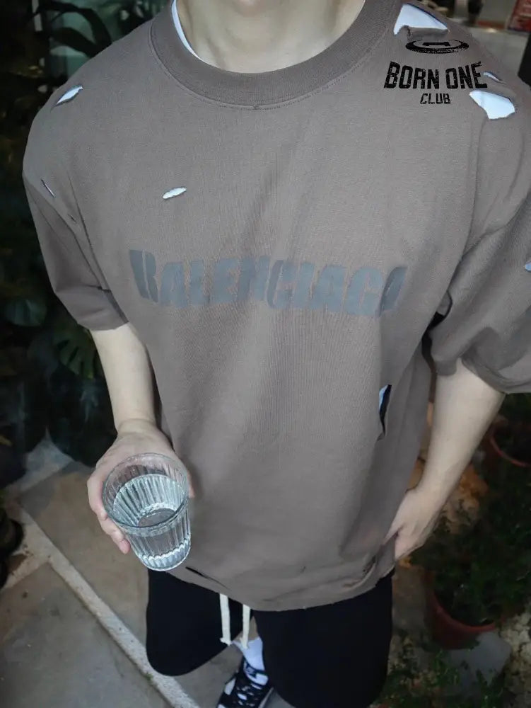 Balenciaga Distressed Logo T-Shirt Camiseta T-shirt