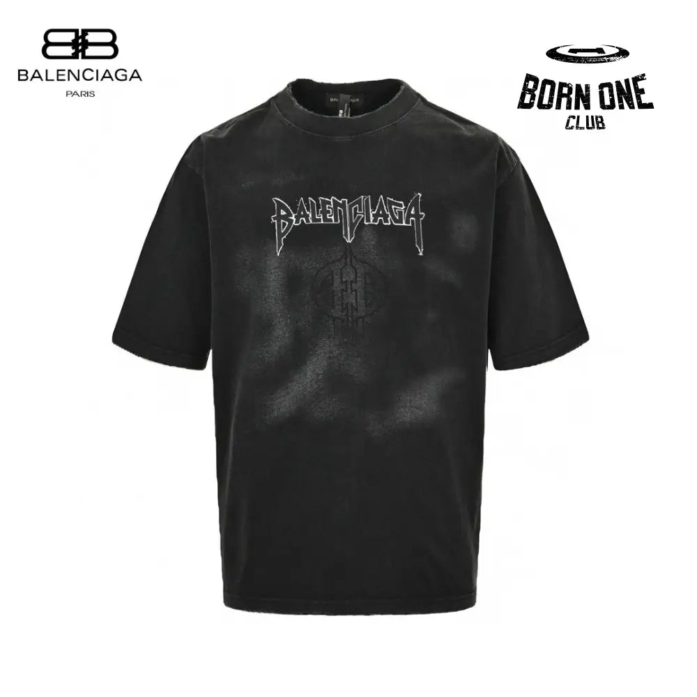 Balenciaga Distressed Logo T-Shirt in Black Camiseta T-shirt