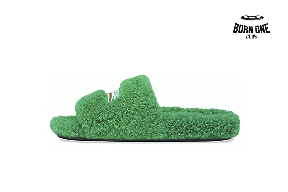 Balenciaga Furry Slide Green