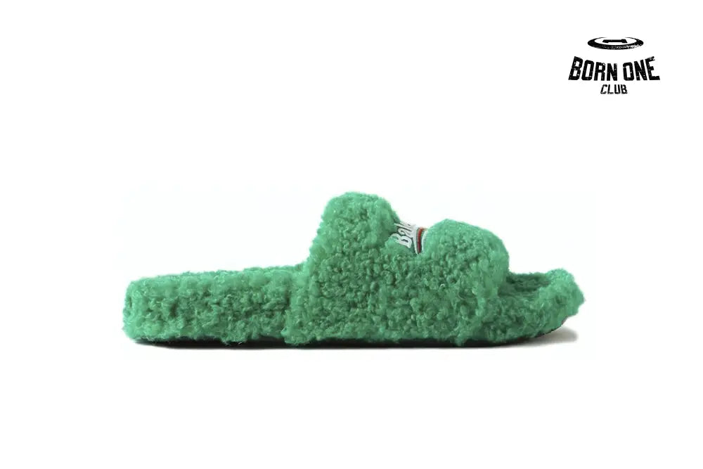 Balenciaga Furry Slide Green