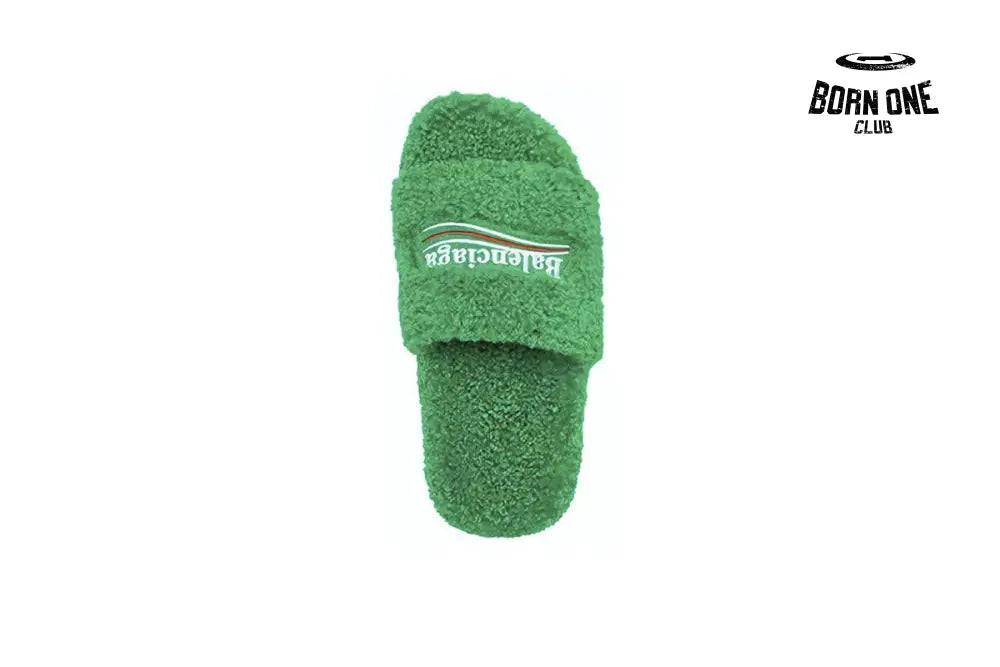 Balenciaga Furry Slide Green