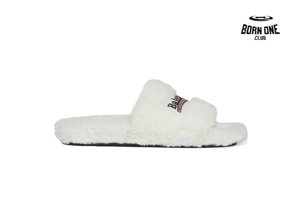 Balenciaga Furry Slide White